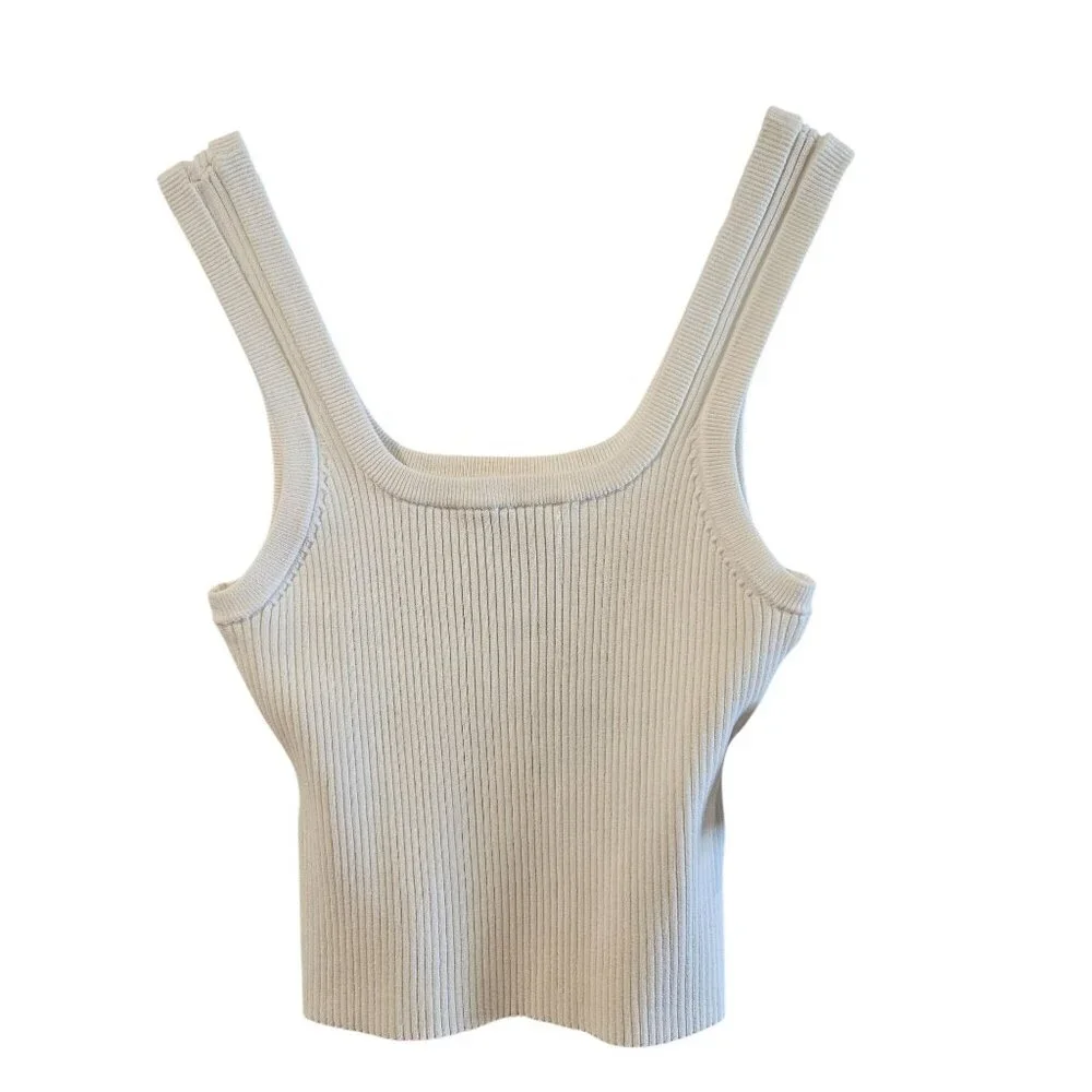 Aje Women’s Ivory L Ribbed Tank Top Minimalist Chic Quiet Luxury Capsule Wardrob - Picture 3 of 14